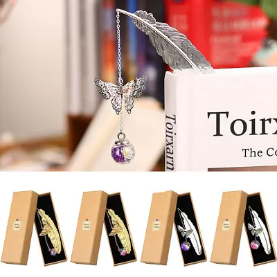 Bookmark Feather Metal Butterfly Christmas Gift Book Marks Flower Pendant UK New • £4.99