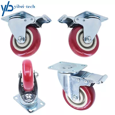 4×Heavy Duty Caster Set 4  Wheels All Swivel All Brake Casters Non Skid No Mark • $27.13