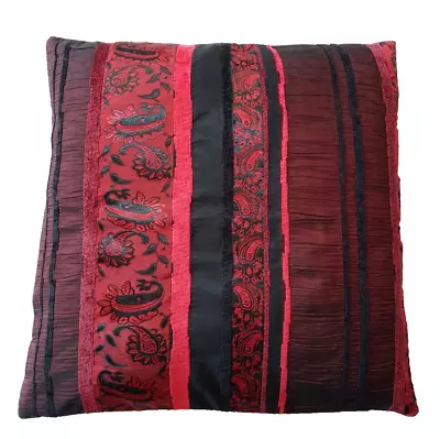 Oriental Paisley Silk Ethnic Boho Stripe Cushion Cover Red Black Clearance Sale • £4.99