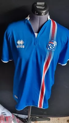 Iceland Blue Football Shirt Errea Medium M KSI Top Soccer Jersey 2016 • £34.95