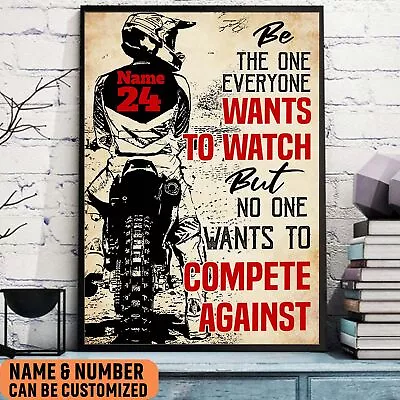 Custom Motocross Poster Motivational Quote Dirt Bike Wall Decor Vintage Art Gift • $16.14