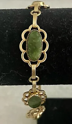 Beautiful Vintage 1/20 12k Gold Filled Jade Tennis Bracelet • $29.99