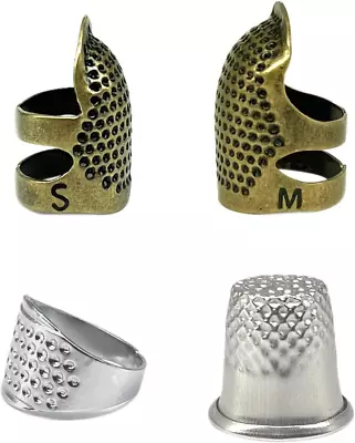 4 Pcs Sewing Thimble Metal Thimbles For Hand Sewing Adjustable Finger Protecto • $7.99