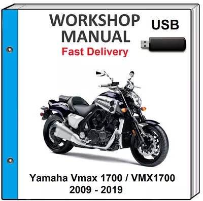 Yamaha Vmax 1700 Vmx1700 Vmx 1700 2009 - 2019 Service Repair Shop Manual Usb • $17.99