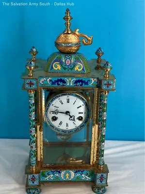 Vintage French Style Cloisonne Mantle Clock ( Works ) • $9.99