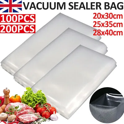 200pcs Textured Vacuum Sealer Bags Vac Seal Dry Wet Pack Food Saver Storage Bag • £5.99