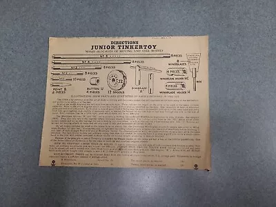 Vintage Directions Junior Tinkertoy 1942 • $12