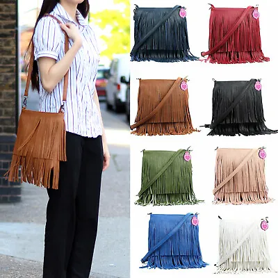 £14.49 • Buy Womens Faux Leather Tassel Fringe Shoulder Bag Crossbody Bags For Women Gift