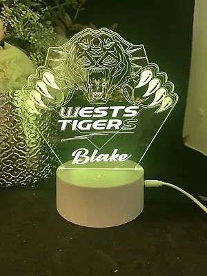 Personalised NRL West Tiger  Gift For Him Table Lamp Football Fan Lamp Gift • $41.99