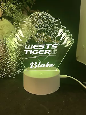Personalised NRL West Tiger  Gift For Him Table Lamp Football Fan Lamp Gift • $41.99