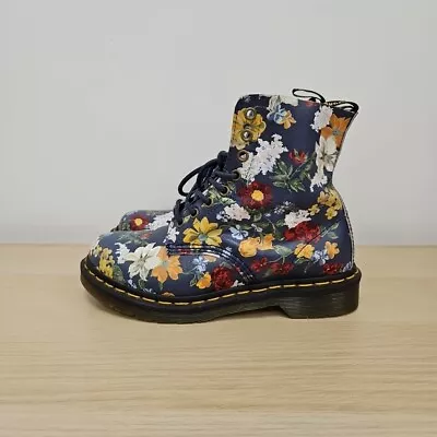 Dr Martens 1460 Pascal Darcy Wanderlust Flowers Floral Navy Leather Boot Uk 5 #2 • £119.99