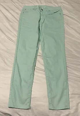 Elle Skinny Green Stretch Denim Jeans Size 8 Light Wash Casual • $7.83
