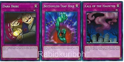 Yugioh Bottomless Trap Hole + Dark Bribe + Call Of The Haunted - Set Staples • $3.50