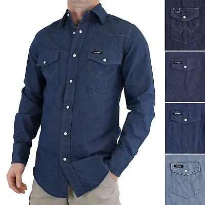 Wrangler Men's Barstow Western Shirt 2-Pocket 100% Cotton Snap-Up Serge Hemline • $24.99