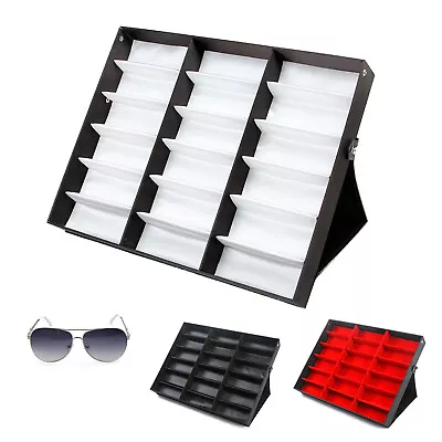 $32.30 • Buy 18 Slot Eyeglass Sunglasses Glasses Storage Display Grid Stand Case Box Holder