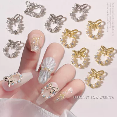 3D Rhinestone Crystal Nail Art Garland Pearl Dangle Charms  Christmas Nail D  ZT • £3.65