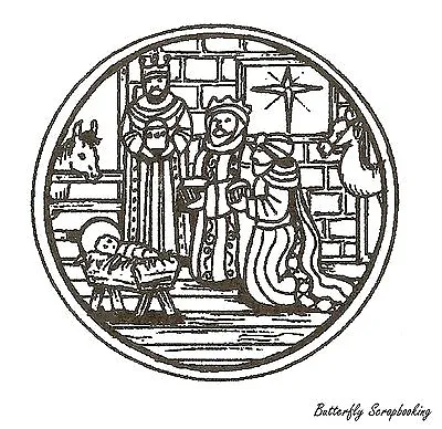 Christmas 3 Kings Circle Wood Mounted Rubber Stamp NORTHWOODS CC9666 New • $10