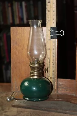 Vintage Small Kerosene Oil Lamp Lantern Green Glass Lamplight Farms • $10