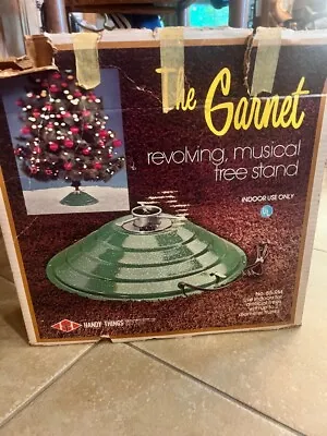 $75 • Buy Vtg Rotating Christmas Tree Stand Revolving Green Musical The Garnet MCM Video