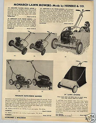 1953 PAPER AD Vollrath Roto Power Lawn Mower Mo-All Springfield Garden Tractor • $7.99