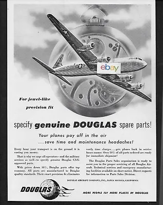 Douglas Aircraft 1949 Mats Military Air Transport Dc-6 Specify Genuine Parts Ad • $4.99