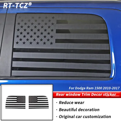 $38.92 • Buy US Flag Rear Window Side Trim Stickers Decal For Dodge Ram 1500 2010-2017 Black