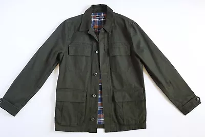 MENS J Crew Mercantile Chore Coat Green Flannel Lined Barn Field Jacket SMALL S • $40