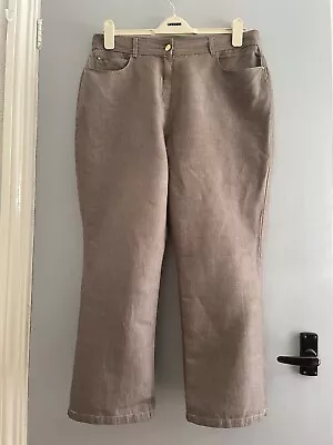 M&S Classic Linen Nutmeg Trousers Size 14 Short. • £2.50