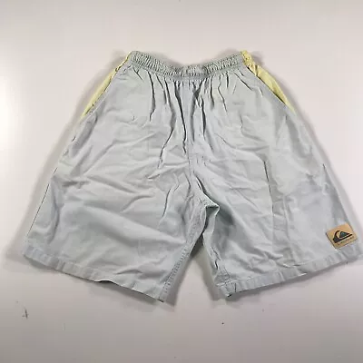 Vintage Quiksilver Shorts Size Medium Gray Neon Yellow Drawstring Pockets • $59.71