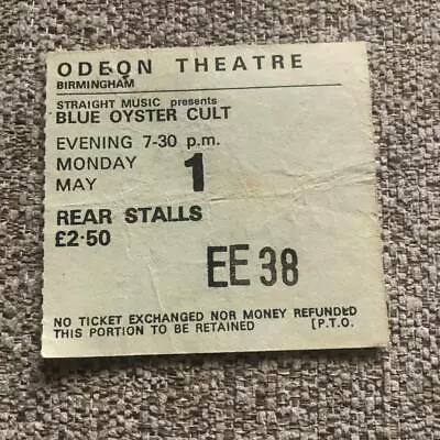 Japan David Sylvian Blue Oyster Cult Ticket Birmingham Odeon 01/05/78 #EE38 • £10