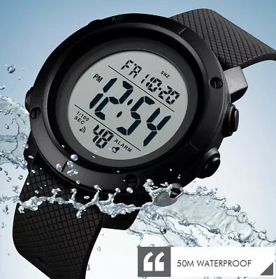 50M Waterproof Sports Watch Womens Mens Military Style Army Swimming Gym Walking • £11.41