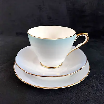 Vintage Collingwood Trio Tea Cup Saucer Side Plate Pastel Blue Bone China • £9.99