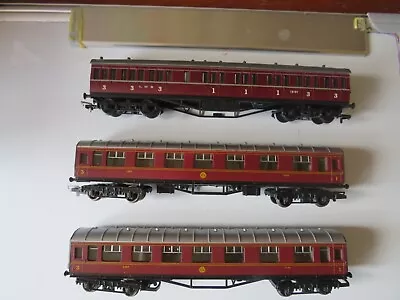 Hornby(20-1798) Rake Of 3 Maroon Coaches 2 X Gwr 1 Mainline Lms Vgc • £18