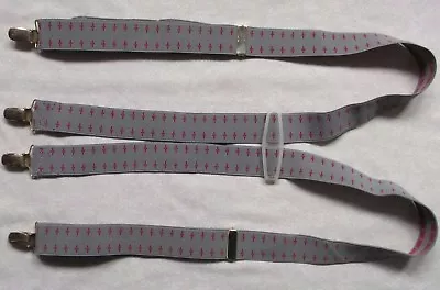 £19.99 • Buy Braces Suspenders Mens Vintage CLIP ON 1970s SKA GREY RED
