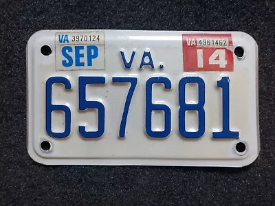 2014 Virginia Motorcycle Cycle License Plate 657681 • $14.99