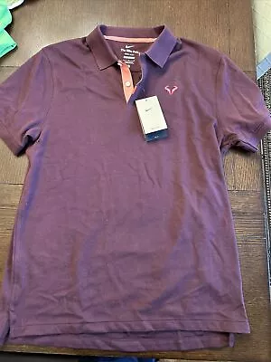 Nike Rafael Nadal Rafa Rare Burgundy Slim Fit Dri Fit Logo Polo Large Mens! Nwt • $49.99