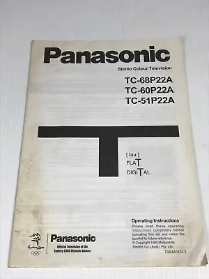 Panasonic TC-68P22A TC-60P22A TC-51P22A CRT TV Instruction Manual + Warranty • $19.95