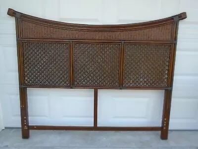 Asian Bamboo QUEEN Size Headboard Rattan Pier 1 Regency Modern Tropical Pagoda • $350