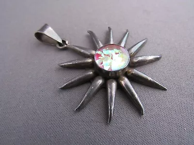 Vintage Taxco Mexico Sterling Kaleidoscope Sparkle Star Sun Pendant • $39.99