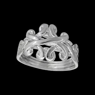 4 Piece Sterling Silver Puzzle Ring In Sizes 6 7 8 9 10 • $23.99