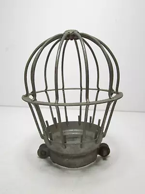 Vtg Industrial Hanging Pendant Trouble Light Bulb Metal Wire Cage Fixture Cover • $18.95