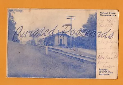 Wabash Depot Warrenton Missouri Train Railroad Holdens Drug Store Postcard • $14.99