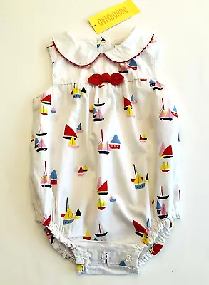 Vintage NWT Gymboree 2007 Vacation COTE D'AZURE Sailboat Bubble Romper 6-12 M • $19.95