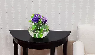 Dollhouse Purple Mums Flowers In Clear Glass Bowl With  Water  1:12 Scale • $3.99