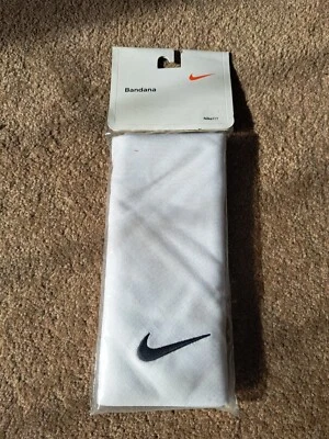 £5 • Buy Nike Bandana Dri-Fit White With Black Swoosh. Adult, Mens, Womens