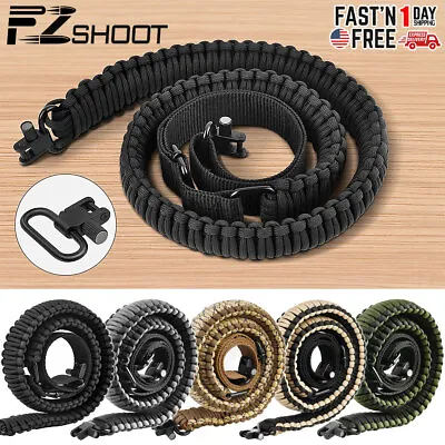 Tactical 2 Point 550 Paracord Rifle Gun Sling Shotgun Crossbow Strap W/ Swivels • $9.39