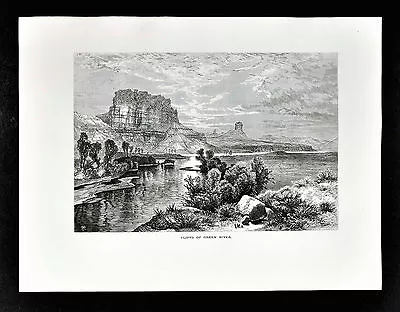 1872 Picturesque America Print - Cliffs Of Green River - Tomas Moran - Wyoming • $10