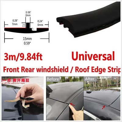 DIY 3M Black Rubber Car Roof Edge Strip Windscreen Sunroof Trim Seal Dustproof • $13.10