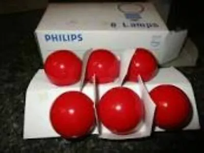 BOX OF 6 PHILIPS 7 1/2 S11 R RED Utility Light Bulbs 7.5W Medium Base 120v  • $17.70