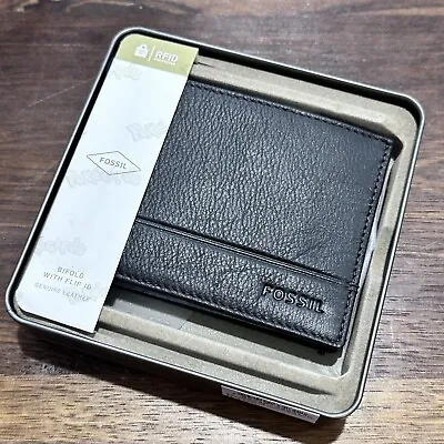 $38.88 • Buy Genuine Fossil Brooks RFID Flip ID Bifold Leather Wallet